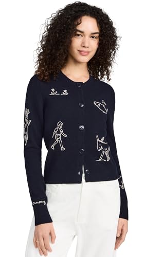 Sea Women's Demi French Workwear Knit Cardigan, Navy, XXS at